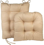 Klear Vu Omega Non-Slip Rocking Chair Cushion, Assembled in USA, Thick Tufted Design, Includes Seat Pad & Back Pillow with Ties, 17x17 Inches, 2-Piece Set, Honeycomb Natural