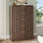 Decofy Fluted 5 Drawers Dresser, 48" Tall Chest of Drawers for Bedroom