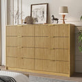 MAISONARIA Dresser for Bedroom, 8 Drawer Double Dresser, Modern Chest of Drawers for Bedroom, Living Room, Entryway and Closet, 15.7" D x 55" W x 37.4" H, Natural