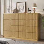 MAISONARIA Dresser for Bedroom, 8 Drawer Double Dresser, Modern Chest of Drawers for Bedroom, Living Room, Entryway and Closet, 15.7" D x 55" W x 37.4" H, Natural