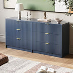 MAISONARIA Fluted Dresser for Bedroom, 32 Inch Wide Nightstand with Large Drawer, 3 Drawer End Table for Bedroom, Living Rooms, Offices, and Entryways, Navy Blue