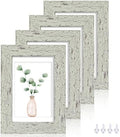 Hongkee 5x7 Picture Frame Set of 4, Made of Real Glass and Sage Green Wooden Frame, 5 by 7 Photo for Wall or Tabletop - Display Picture 4x6 with Mat or 5x7 Without Mat