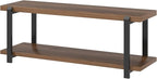FOLUBAN Entryway Bench with Shoe Storage, Modern End of Bed Bench, Wood and Metal Entry Bench for Hallway Front Door Entrance, Industrial Indoor Bench for Bedroom Living Room, Rustic Walnut, 47 Inch