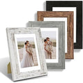 Hongkee 5x7 Picture Frame Set of 4, Made of Real Glass and Multicolour Wooden Frame, 5 by 7 Photo for Wall or Tabletop - Display Picture 4x6 with Mat or 5x7 Without Mat