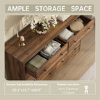 Dresser for Bedroom, 8 Drawer Dresser with Large Drawers, 51 Inch Wide Wood Chest for Living Room, Hallway, Walnut