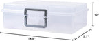novelinks Transparent 4" x 6" Photo Organizers and Photo Storage Box with Handle, 16 Inner Photo Cases, Portable Picture Organizers & Photo Storage Containers (Clear-Silver Handle)