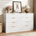 47.2" Wide Fluted 8 Drawer Dresser for Bedroom, White