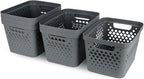 Glad Plastic Storage Basket Set, Value Pack of 6 | Open Storage Bins for Shelves, Bathroom, Pantry, Closet | Nesting Organizer Boxes with Handles, 4 Gallon, Grey