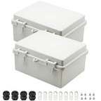 Zulkit 2pcs Junction Box ABS Plastic Dustproof Waterproof IP65 Electrical Boxes Hinged Shell Outdoor Universal Project Enclosure 8.7 x 6.7 x 4.3 inch (220x170x110 mm)