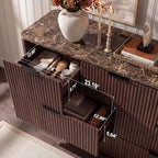 Fluted 7 Drawer Dresser for Bedroom, 54"W Wooden Dressers & Chest of Drawer