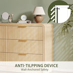 Decofy 55" W Fluted 6-Drawer Dresser for Bedroom,Natural Oak