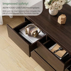Jocoevol Modern Brown 7 Drawer Dresser for Bedroom, Simply Chest of Drawers, Wood Storage Dresser with Deep Drawers for Living Room Hallway Entryway, Brown