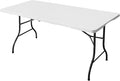 6ft Folding Table, Portable Heavy Duty Plastic Fold-in-Half Utility Table for Indoor/Outdoor Use, Dining, Camping, Picnic, Party, White