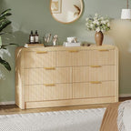 Decofy 55" W Fluted 7-Drawer Dresser for Bedroom, Natural Oak