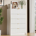 Furniway White Dresser for Bedroom, Modern Dresser with 5 Drawers and Smooth Slides, Wide Chest of Drawers with Golden Handles for Bedroom, Living Room, Closet, 15.7" D x 31.5" W x 47.2" H