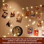 HXWEIYE Warm White Photo Clips String Light, Timer & 8 Modes, 33Ft 100LEDs Battery Powered Fairy Light with 52 Clear Clips & 12 Hooks on Wall for Hanging Picture,Bedroom Party - color: Warm White, size: 8 Mode Battery Powered-100LEDs