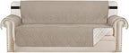 H.VERSAILTEX Reversible Sofa Slipcover Furniture Protector Water Resistant 2" Elastic Straps Sofa Cover Couch Covers Pets Kids Fit Sitting Width Up to 78" (Oversized Sofa: 86" x 132", Khaki/Beige)