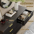 Wood Tall 6 Drawers Dresser, 53.2" W Fluted Modern Dressers for Bedroom