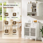 INNOD Bathroom Wall Cabinet, Wall-Mounted Medicine Cabinet with Adjustable Wood Shelf & Doors, Floating Bathroom Cabinet Over Toilet for Laundry Room & Kitchen & Living Room (White)