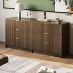 MAISONARIA Fluted Dresser for Bedroom, 32 Inch Wide Nightstand with Large Drawer, 3 Drawer End Table for Bedroom, Living Rooms, Offices, and Entryways, Walnut