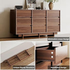 9 Drawer Walnut Dresser for Bedroom,59" Wide Mid Century Modern Dresser