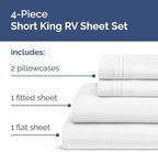 RV Short King Sheets 72 X 75 – RV Short King Sheets 8” to 12" Deep Pocket - Designed for RVs, Bunks, Trailers, Campers & Short RV King Mattresses – Premium Easy-Care Fitted Sheets for RV Beds – White