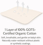 Organic Cotton Crib Mattress Protector (Water-Resistant) - Breathable Fitted Liner Pad, GOTS-Certified, Hypoallergenic, Made in USA - Cradle 36"x18" - Pack of 1