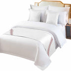 Baseball Sports Texture Bed Runners for Bedroom Hotel,Decorative Bedding Scarf White Red Lines Bed End Blanket Bedding Runner Scarves for King Size Bed,102x20in