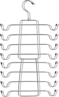Szxc 2 Pack Foldable Tank Top Closet Organizer Hangers - Keep Things Shaped - for Bras, Cami, Bathing Suits, Belts, Ties, Strappy Dress, Pajamas & More - Chrome with Black Vinyl - 360 Degree Rotated