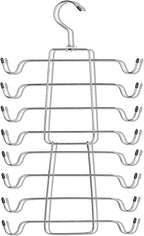 Szxc 2 Pack Foldable Tank Top Closet Organizer Hangers - Keep Things Shaped - for Bras, Cami, Bathing Suits, Belts, Ties, Strappy Dress, Pajamas & More - Chrome with Black Vinyl - 360 Degree Rotated