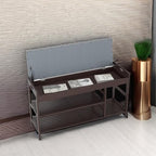 HIFIT 2-Tier Entryway Shoe Rack Bench with Storage, 36 in Bamboo Storage Bench with Padded Seat, Shoe Oiganizer Shelf for Entryway Mudroom Bathroom Foyer, Vintage