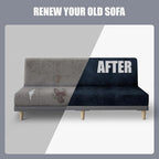 molasofa Leather Like Stretch Futon Slipcover Armless Futon Bed Sofa Cover Furniture Protector with Elastic Bottom, Soft and Washable Futon Cover for Sofa Bed Stay in Place（Larger, Navy Blue）