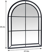 WAMIRRO Arched Mirror,Big Decorative Black Window Pane Mirrors Decor for Wall Mouted/Fireplace/Entryway/Hallway/Living Room/Bathroom 28"X40"