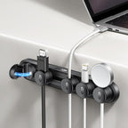 5-in-1 Magnetic Cord Organizer JOYROOM Cable Clips[Adjustable Sliding Track] Under Desk Adhesive Cord Management Wire Keeper for Computer Phone, Office Workspaces Table Organization Home Accessories