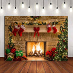 Christmas Themed Home Decor Photography Backdrop Photo Booth Christmas Tree Fireplace Children Birthday Newborn Baby Shower Vinyl 5x3ft Photo Background Studio Props Party Banner Supplies - size: 5x3ft