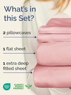Extra Deep Pocket Full Sheets - 4 Piece Breathable & Cooling Bed Sheets - Hotel Luxury Bed Sheet Set - Soft, Wrinkle Free & Comfy - Easily Fits Extra Deep Mattresses - Deep Pocket Baby Pink Sheets Set