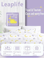 Disposable Travel Set (Duvet Cover, Bed Sheet, Pillow Case), Disposable Bed Sheets - Clean, Safe and Healthy for Your Hotel, Hospital and Business Travel Full (Purple Flower Color 4 pic)