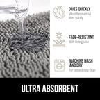 GORILLA GRIP Bath Rug Mat 54x24, Thick Soft Absorbent Chenille, Quick Dry Microfiber Mats, Rubber Backing Washable Shower Floor Rugs, Bathmat Runner, US Designed Bathroom Home Decor Accessories Grey