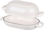VORRINGARD Enameled Cast Iron Sourdough Bread Oven, Dutch Oven, Loaf Cast Iron Bread Pan for Homemade Bread Baking, Meatloaf Pan with Lid, 5QT, White