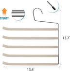 Multi Layer Space Saving Non Slip Tiered Foam Padded No Creases Pants Hangers 5 Tier Steel Open Ended Beige 3 Pack
