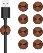 CHEFBEE 8 Pack Adhesive Cable Clips, Cable Cord Holder Organizer Management System for Desk, Wire Clips for All Your Computer, Electrical, Charging or Mouse Cord, Coffee