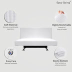 Easy-Going Stretch Futon Slipcover Armless Futon Bed Cover Furniture Protector Without Armrests with Elastic Bottom for Kids, Soft Jacquard Fabric Small Checks (Medium, Snow White)
