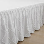 Bed Skirt Queen Size Ruffled Bed Skirt with Split Corners, 14 Inch Drop Dust Ruffle Bed Skirts with Platform, Boho Tufted Shabby Chic Full Size Bed Skirts, White