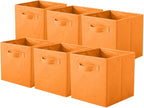 ShellKingdom Foldable Fabric Storage Cubes and Cloth Organizer Drawer for Closet and Toys, 6 Pack (Orange)
