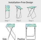 Garden 4 you Folding TV Tray Table,TV Dinner Table with Sturdy MDF Top,Eating Trays for Living Room with No Assembly Required, 2PCS (Sea Blue)