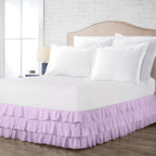 Multi-Ruffle Bed Skirt, Soft Multi Elastic Dust Ruffles with Wrap Around Bed Skirt Easy Fit with 18 Inch Drop 100% Cotton 800 Thread Count (Full XXL, Lilac)