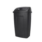 13 Gallon Swing Top Trash Can - Black Plastic Kitchen Garbage Bin with Lid