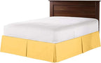 Bed Skirt - 100% Cotton 800 Thread Count Box Pleated Bed Skirt - Luxury Pleated Dust Ruffle, Hotel Quality Modern Bed Skirt, Easy Fit with 12 Inch Tailored Drop, Full XXL, Gold