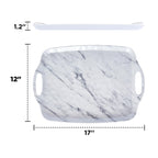 TP Melamine Serving Trays with Handles, 17” x 12”, Set of 2, Pure White