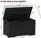 Timberer 31.5" Storage Chest, Wooden Storage Bench, Lift Top Toy Chest with 2 Safety Hinges, Large Toy Box, Entryway Shoes Bench for Living Room, Bedroom, Black
